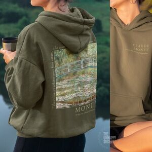 Monet The Water Lily Pond Olive Hoodie